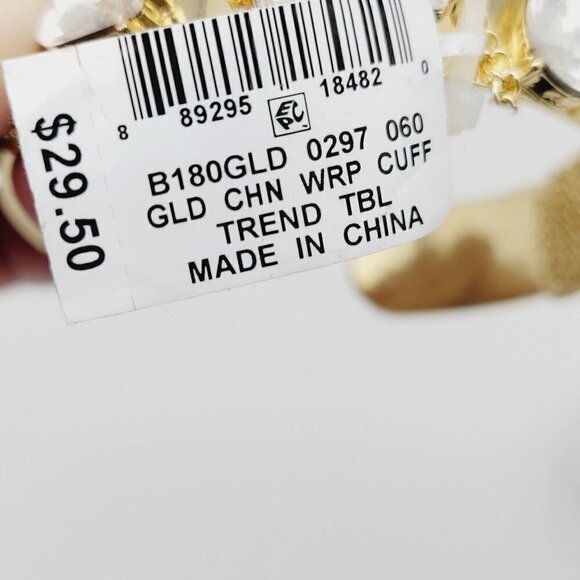 M. Haskell For INC Gold Tone Cuff Bracelet Chain Wrapped Big Rhinestones NWT - Picture 8 of 8